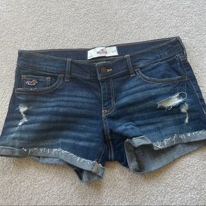 Hollister Short Distressed Dark Wash Jean Shorts